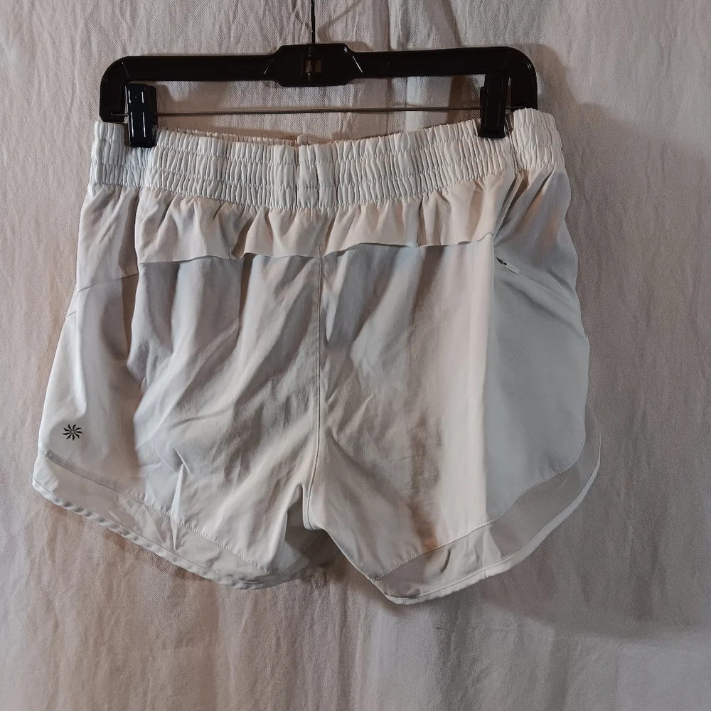 Athleta Womens Medium White Short Mesh Racer Run Mid Rise 4 inch Briefs Lining